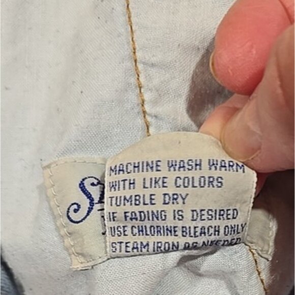 St. John's Bay Vtg Denim Shorts Cotton High Rise Elastic Waist Long Pleated Sz L - Picture 13 of 13